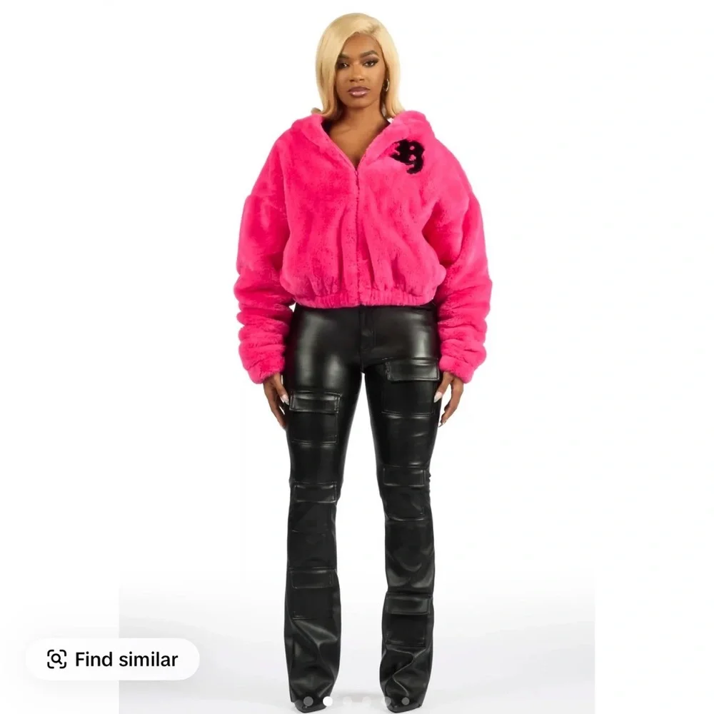 Rockstar Original Neon Pink Inany Fur Jacket - Picture 4 of 13
